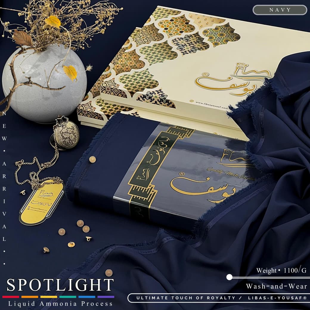 Amina’s Collection Presents Libas-e-Yousaf Spotlight Vol-01 Premium Unstitched Summer Wash’n Wear Fabric For Men | 4 Meter Branded Suit
